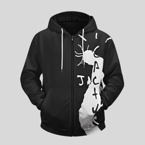 Cactus Jack Silhouette Graffiti Black Hoodie Unique Design