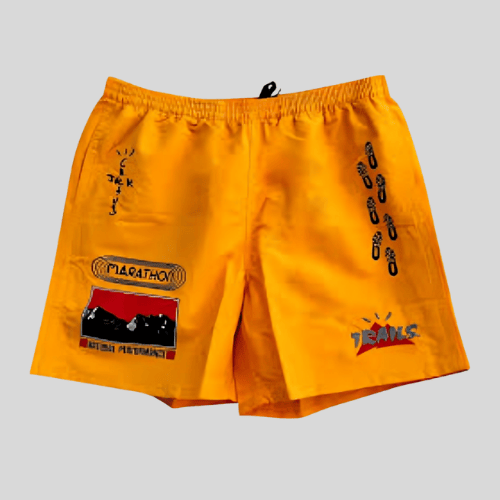 Travis Scott Cactus Jack CJ CC Shorts Front view of Travis Scott Cactus Jack CJ CC Shorts in black