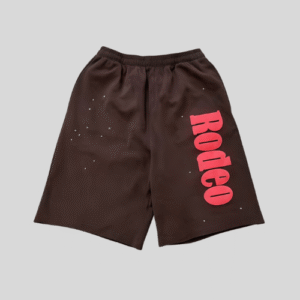 Front view of Travis Scott Cactus Jack x Sp5der Shorts