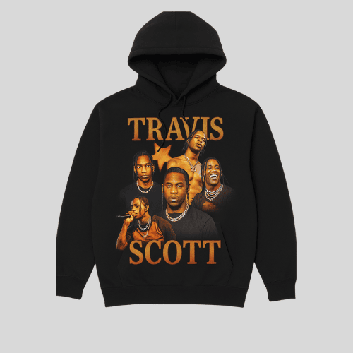 Barca Travis Scott Hoodie Front Front view of Barca Travis Scott Hoodie in black